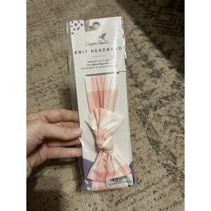 NWT Copper Pearl Pink Gingham Babygirl Headband Bow